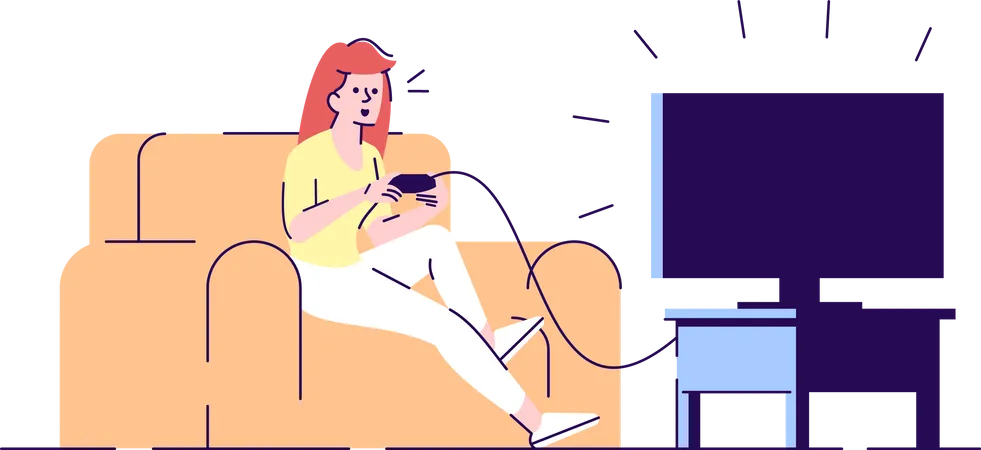 Teenager playing video game Illustration