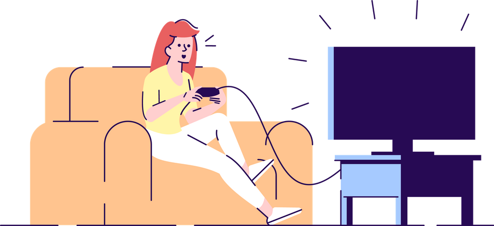 Teenager playing video game  Illustration