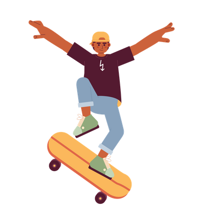 Teenager riding skateboard  イラスト