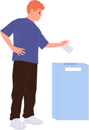 Teenager student  throwing voting paper into box at democracy election event  Illustration