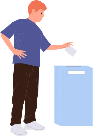 Teenager student  throwing voting paper into box at democracy election event  Illustration