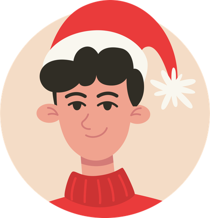 Teenager Wearing Christmas Hat and Sweater  Illustration