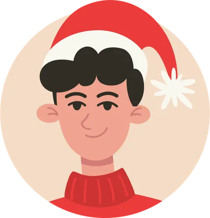 Teenager Wearing Christmas Hat and Sweater  Illustration