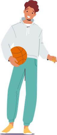 Teenager with basketball ball Illustration