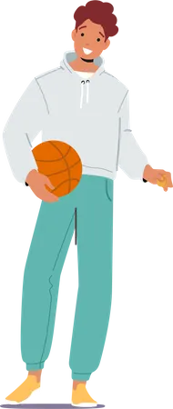 Teenager with basketball ball Illustration
