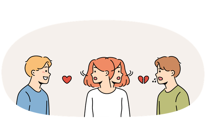 Teenagerin in Dreiecksbeziehung gefangen  Illustration