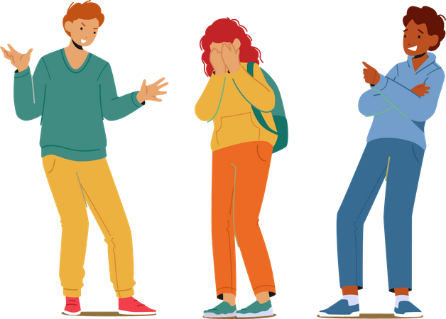 Teenagers Bullying Girl  Illustration