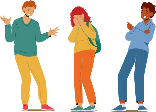 Teenagers Bullying Girl  Illustration