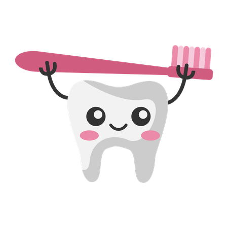 Teeth holding brush for Brushing Teeth  Illustration