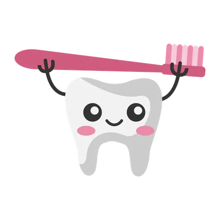 Teeth holding brush for Brushing Teeth  Illustration