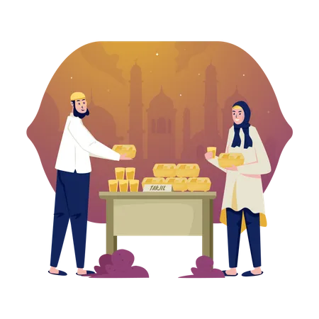 Ramadan-Takjil teilen  Illustration