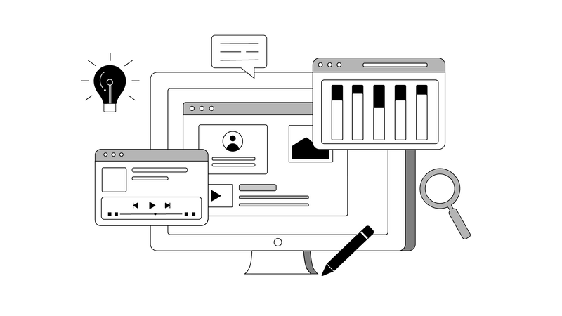 Tela de design de interface do usuário  Ilustração