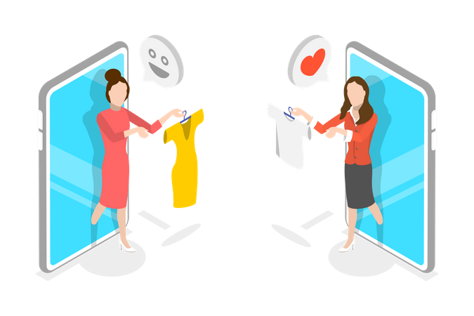 Tela de intercambio en línea  Ilustración
