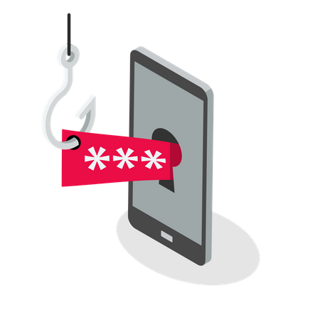 Phishing-Angriff auf Telefonkennwörter  Illustration