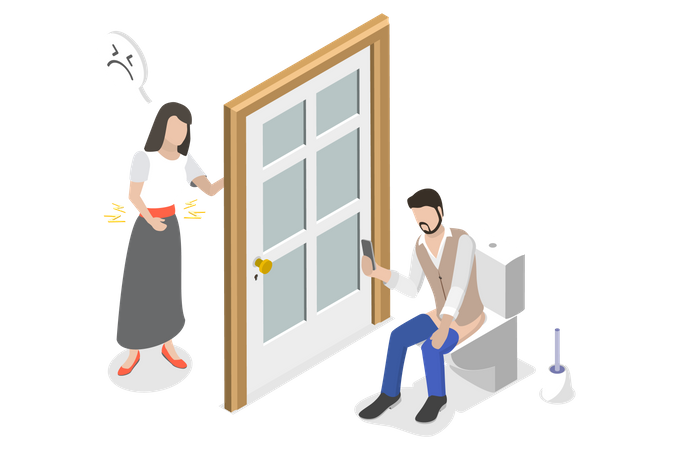 Telefonieren auf der Toilette  Illustration
