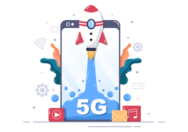 Teléfono inteligente con tecnología 5g  Ilustración