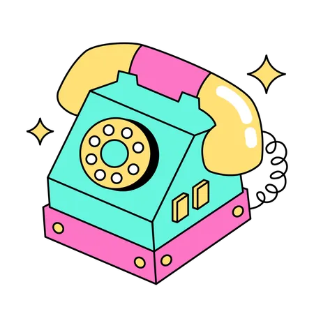 Telephone Retro Sticker Illustration