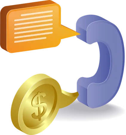 Telephone communication talking about money  Illustration