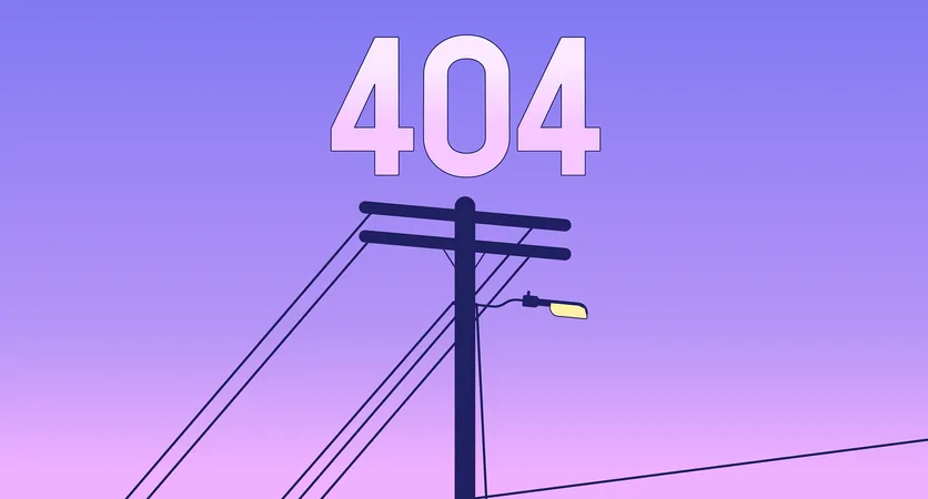 Telephone pole sunset error 404 flash message  Illustration