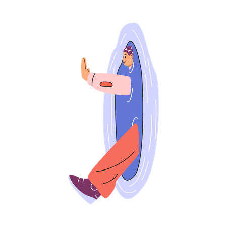 Teleportation hatch demonstrates division of human body  Illustration