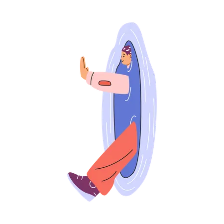 Teleportation hatch demonstrates division of human body  Illustration