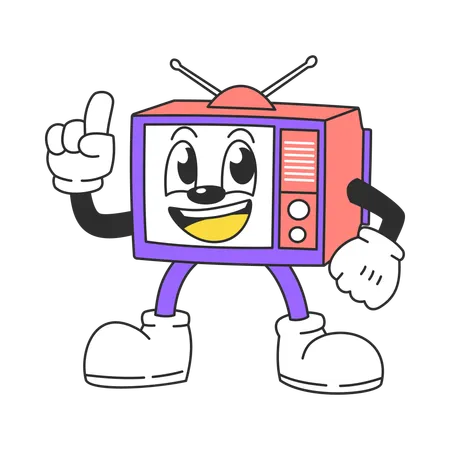 Televisión retro alegre  Ilustración