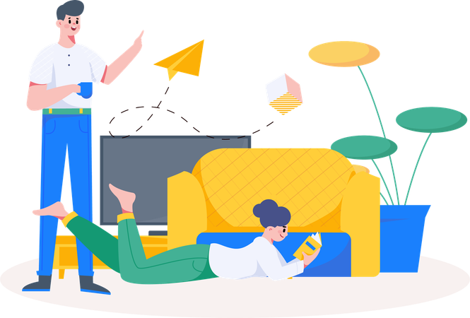 Teleworking enjoyed by remote employee  Illustration