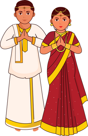 Casal de noivos em telugu  Ilustração