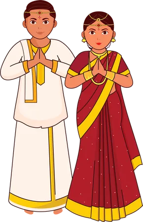 Telugu Wedding Couple Illustration