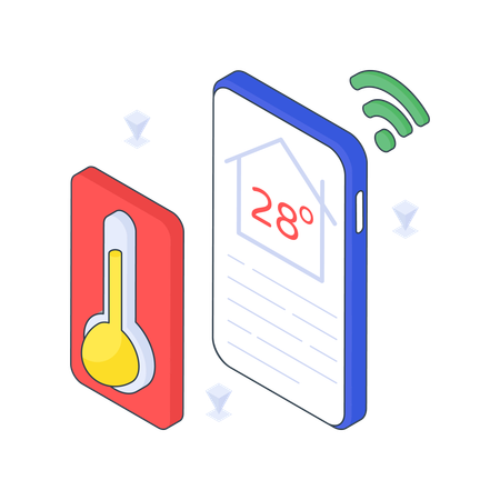 Temperatura móvel com rede wifi  Ilustração