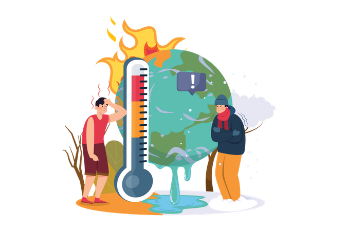 Temperatura climática instável  Ilustração