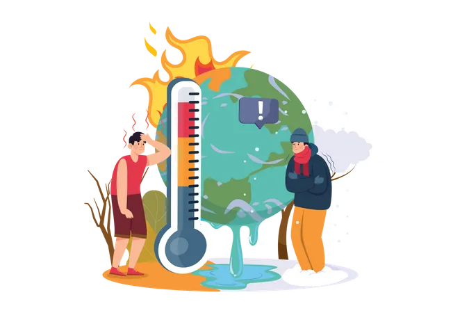 Temperatura climática instável  Ilustração