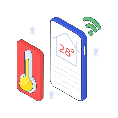 Temperatura móvil con red wifi  Ilustración