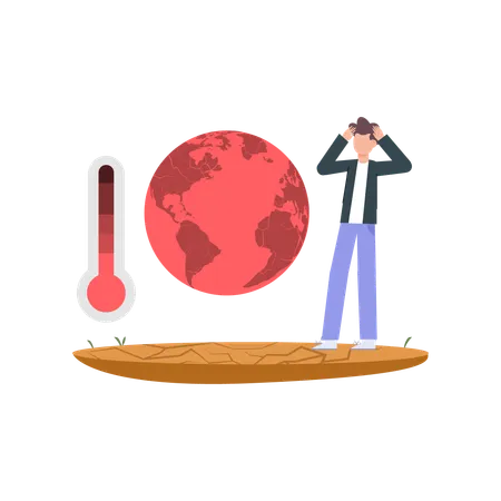 Temperatura sobe devido ao aquecimento global  Ilustração