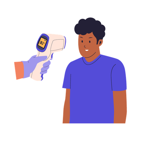 Temperature Check with Digital Thermometer  Illustration