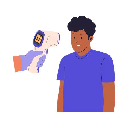 Temperature Check with Digital Thermometer  Illustration