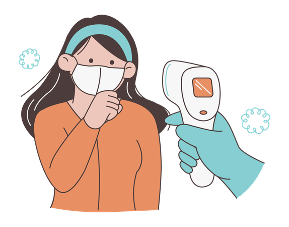 Temperature Check with Infrared Thermometer  Illustration