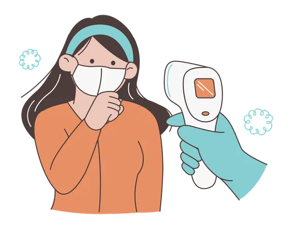 Temperature Check with Infrared Thermometer  Illustration