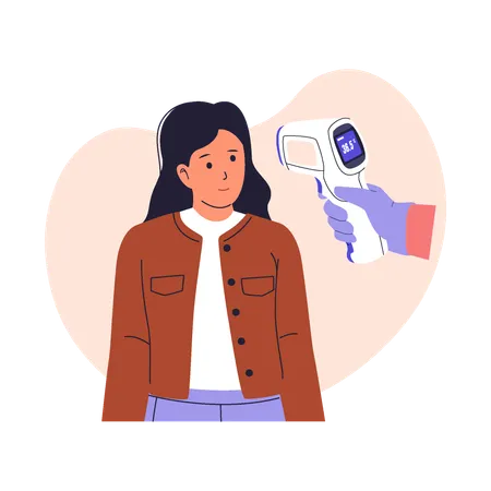 Temperature Check with Infrared Thermometer  Illustration