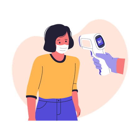 Temperature Check with Infrared Thermometer  Illustration