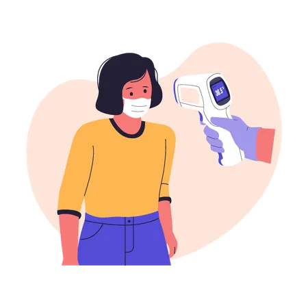 Temperature Check with Infrared Thermometer  Illustration