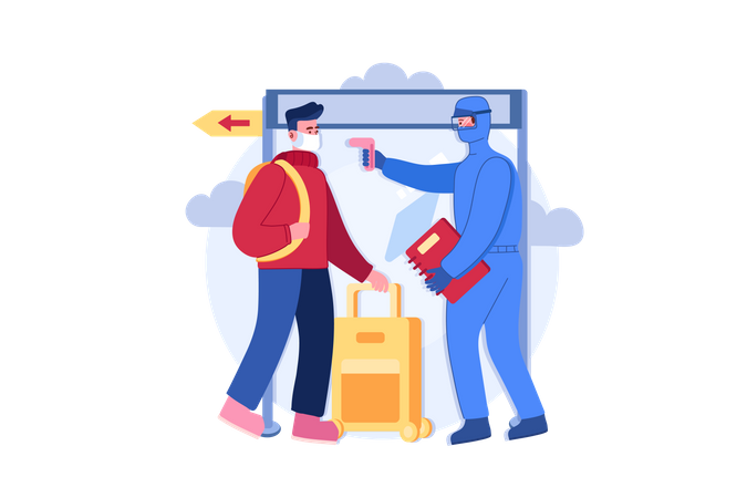 Temperature checking at the airport Illustration