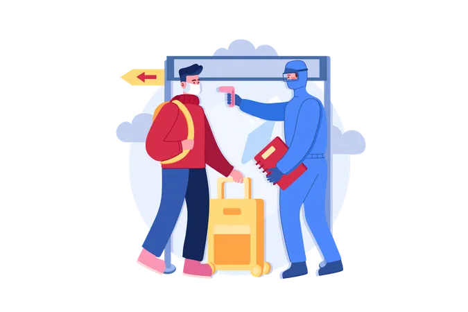 Temperature checking at the airport  Illustration
