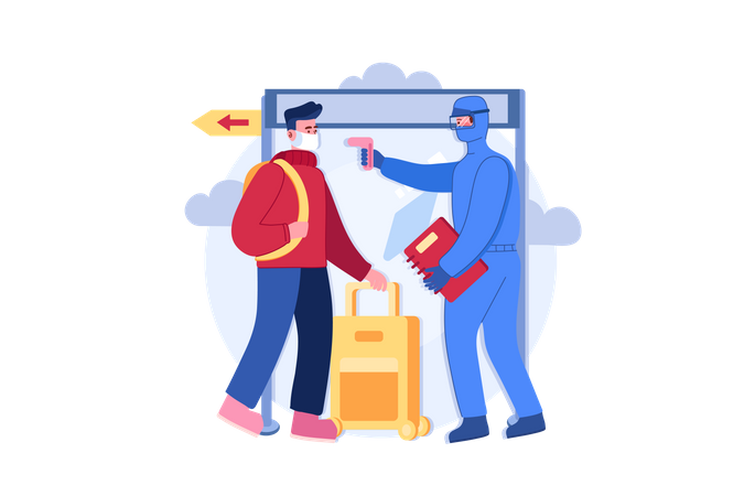 Temperature checking at the airport  Illustration