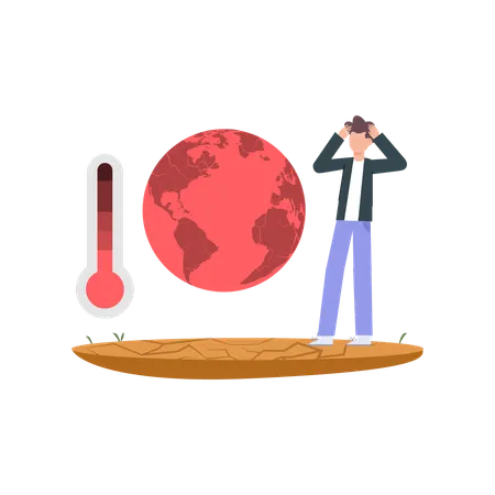 Temperature rises due to global warming  Illustration