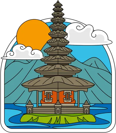 Temple Ulun Danu Beratan  Illustration