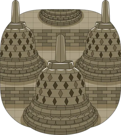 Templo de borobudur  Ilustração
