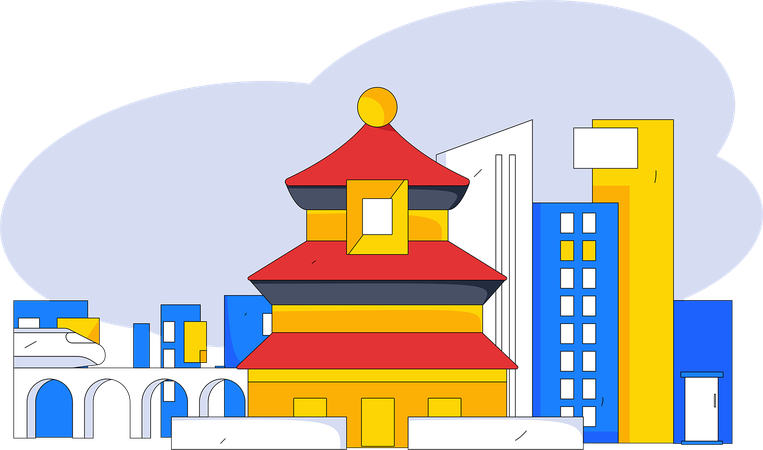 Templo budista  Ilustração