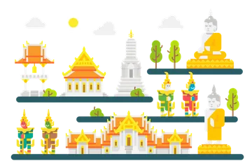Cultura Tailandesa Pacote de Ilustrações