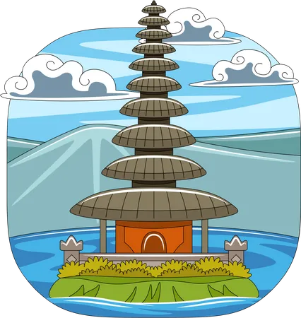 Templo de ulun danu  Ilustração